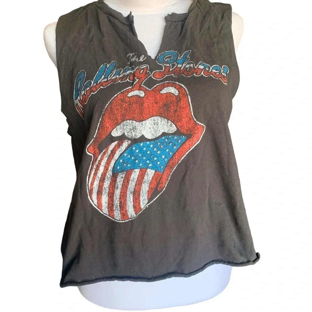 THE Rolling Stone women's size large cropped raw hem T-shirt